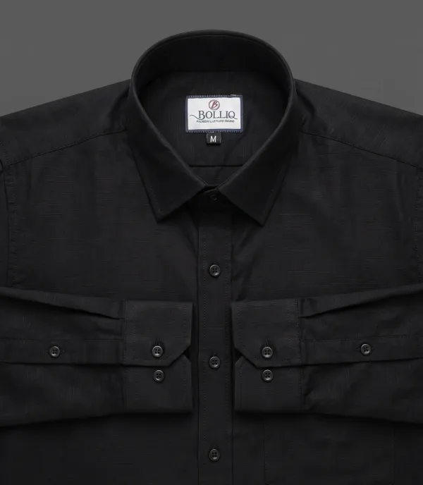 Bolliq_Premium_Black_Cotton-Linen_Shirt