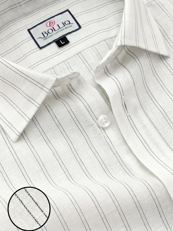 BOLLIQ_Ivory_Mist_Stripe_100%_Cotton_Linen_Shirt