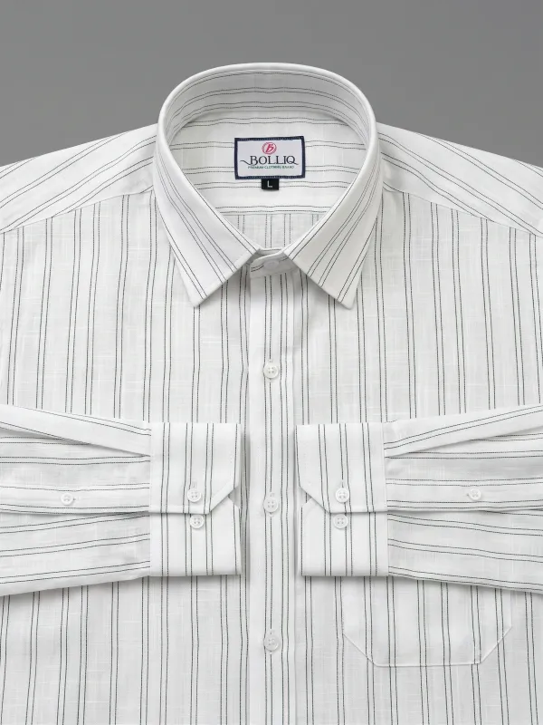 BOLLIQ_Ivory_Mist_Stripe_100%_Cotton_Linen_Shirt