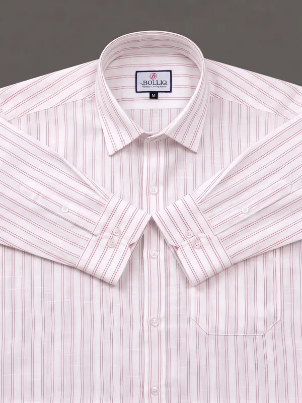 BOLLIQ_Premium_Ivory_Red_Stripe_100%_Cotton_Linen_Shirt