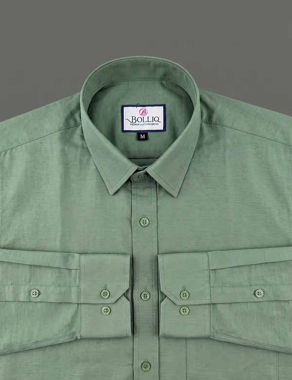 BOLLIQ_Premium_Sage_Green_100%_Cotton_Linen_Shirt