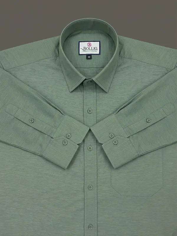 BOLLIQ_Premium_Sage_Green_100%_Cotton_Linen_Shirt