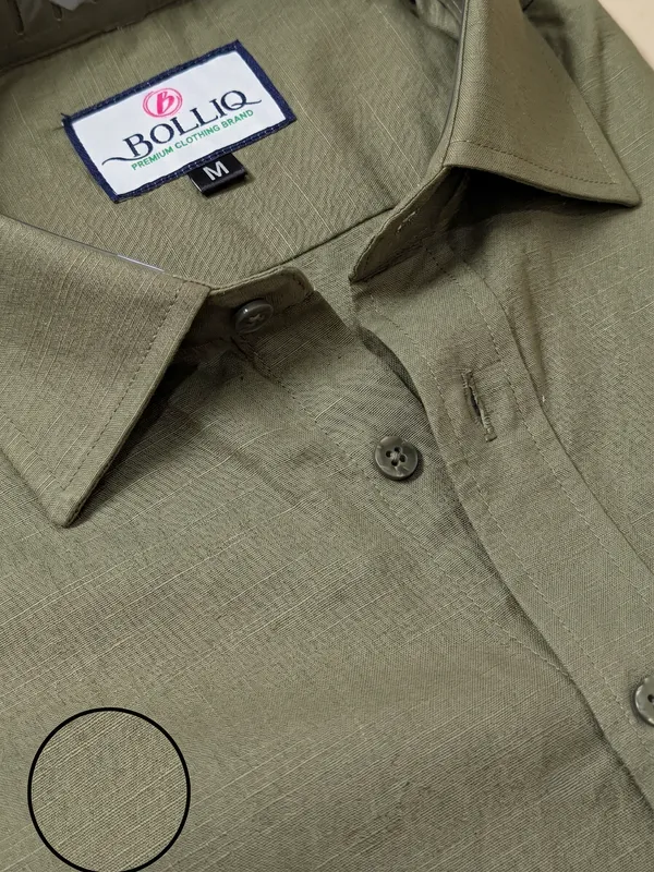BOLLIQ_Premium_Sage_Olive_100_%_Cotton_Linen_Shirt