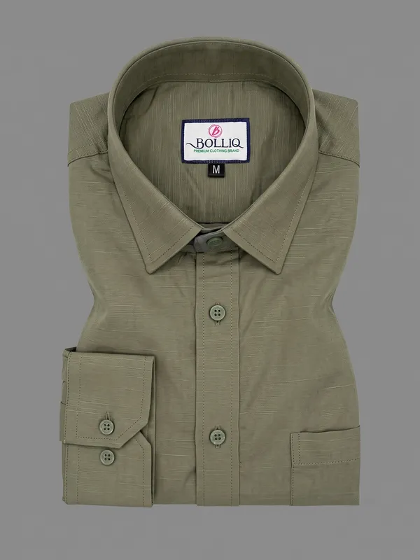 BOLLIQ_Premium_Sage_Olive_100_%_Cotton_Linen_Shirt