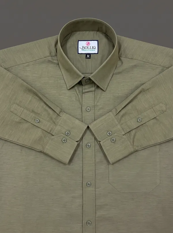BOLLIQ_Premium_Sage_Olive_100_%_Cotton_Linen_Shirt