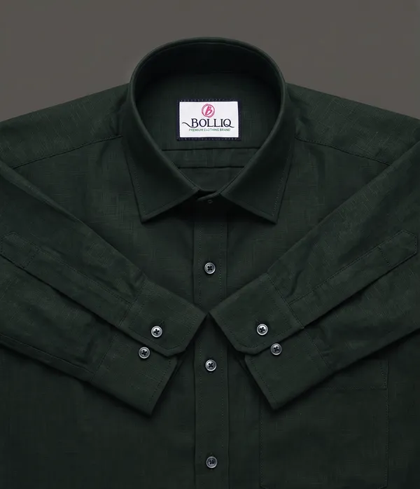 Bolliq_Premium_Dark_Green_100%_Cotton_Linen_shirt
