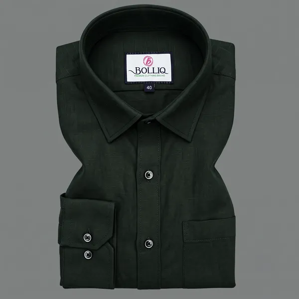 Bolliq_Premium_Dark_Green_100%_Cotton_Linen_shirt