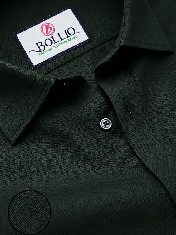 Bolliq_Premium_Dark_Green_100%_Cotton_Linen_shirt