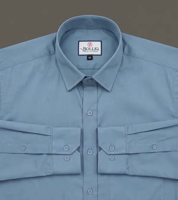 Bolliq_Premium_Dark_Sky_Blue_100_%_Cotton_Linen_shirt