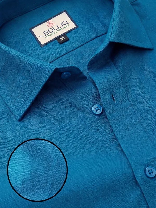 Bolliq_Premium_dark_Blue_100_%_Cotton_Linen_Shirt