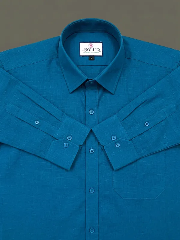 Bolliq_Premium_dark_Blue_100_%_Cotton_Linen_Shirt