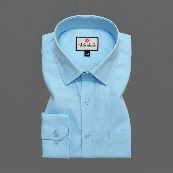 BOLLIQ_Premium_Sky_Blue_Cotton-Linen_Shirt