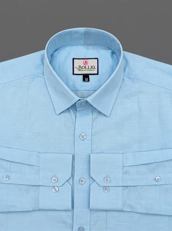 BOLLIQ_Premium_Sky_Blue_Cotton-Linen_Shirt