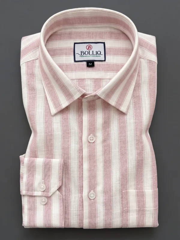 BOLLIQ_Premium_Blush_Pink_Stripe_Cotton_Linen_Shirt