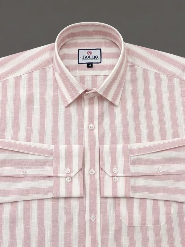 BOLLIQ_Premium_Blush_Pink_Stripe_Cotton_Linen_Shirt