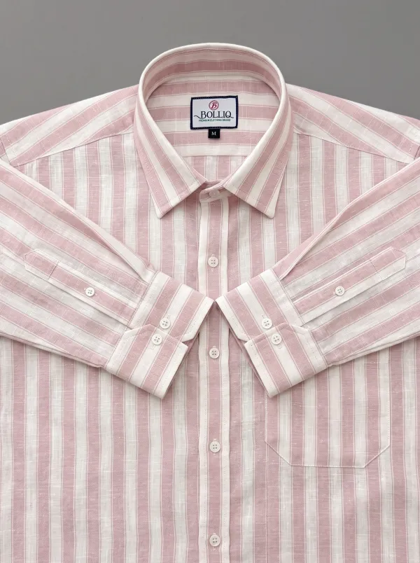 BOLLIQ_Premium_Blush_Pink_Stripe_Cotton_Linen_Shirt