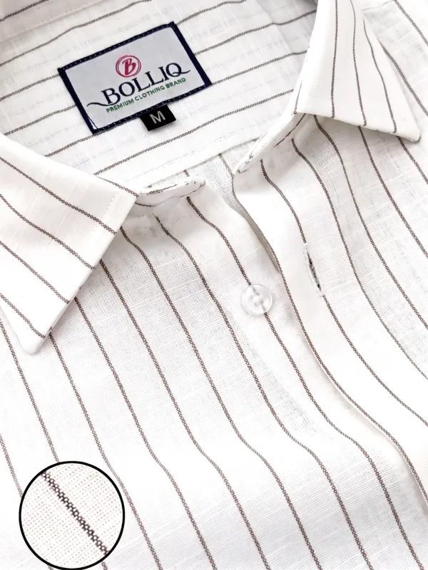 Bolliq_Men’s_White_Cotton_Linen_Shirt_with_Rust_Brown_Pinstripes