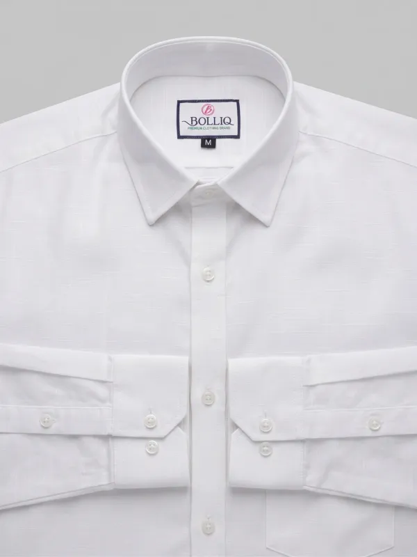 BOLLIQ_Bright_White_Premium_linen_100%_Cotton_Shirt