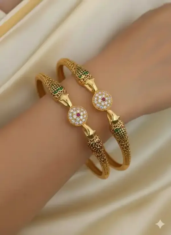 Micro_Gold_Plated_Ad_Diamond_Studed_Fancy_2_Pcs_Peacock_Bangle