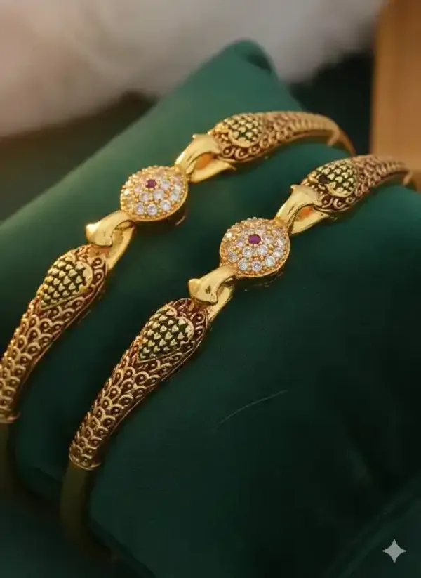 Micro_Gold_Plated_Ad_Diamond_Studed_Fancy_2_Pcs_Peacock_Bangle