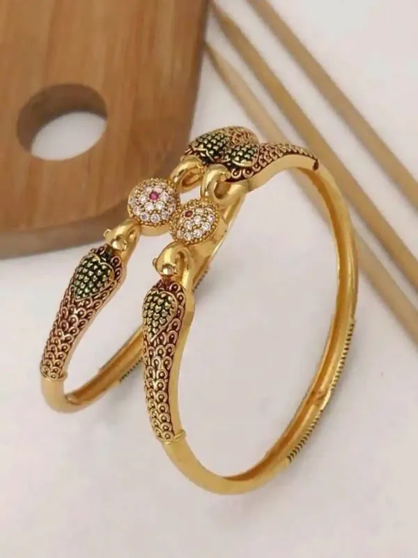 Micro_Gold_Plated_Ad_Diamond_Studed_Fancy_2_Pcs_Peacock_Bangle