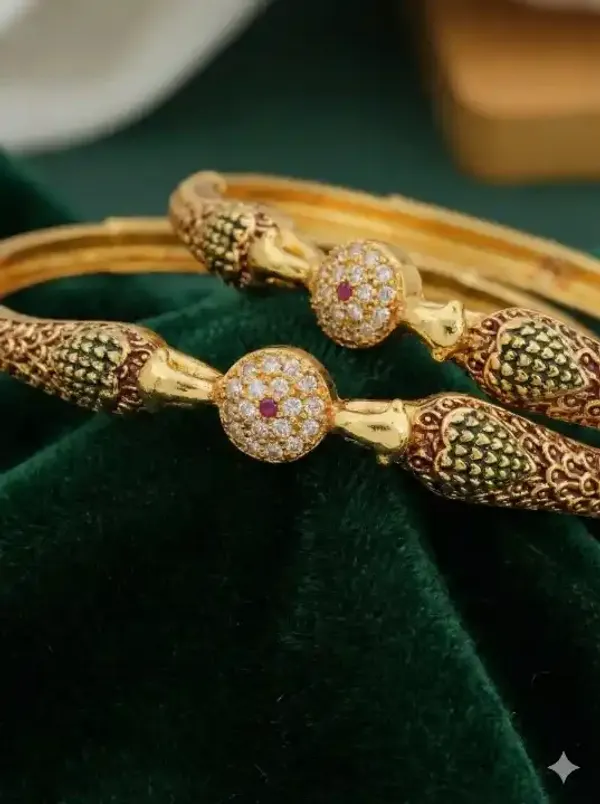 Micro_Gold_Plated_Ad_Diamond_Studed_Fancy_2_Pcs_Peacock_Bangle