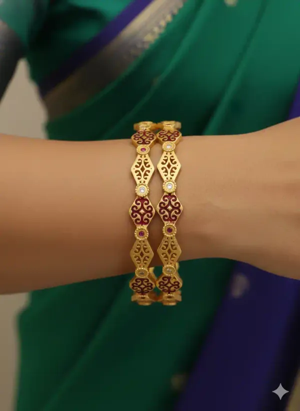 Micro_Gold_Plated_Ad_Diamond_Studed_Fancy_Meenawork_2_Pcs_Bangle