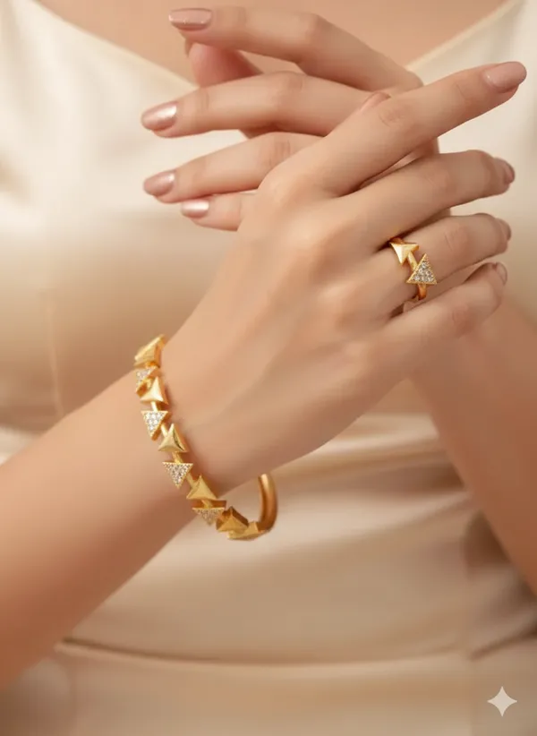 Premium_Gold_Plated_Geometric_Triangle_Ad_Diamond_Studded_Bracelet_&_Ring_Set_�