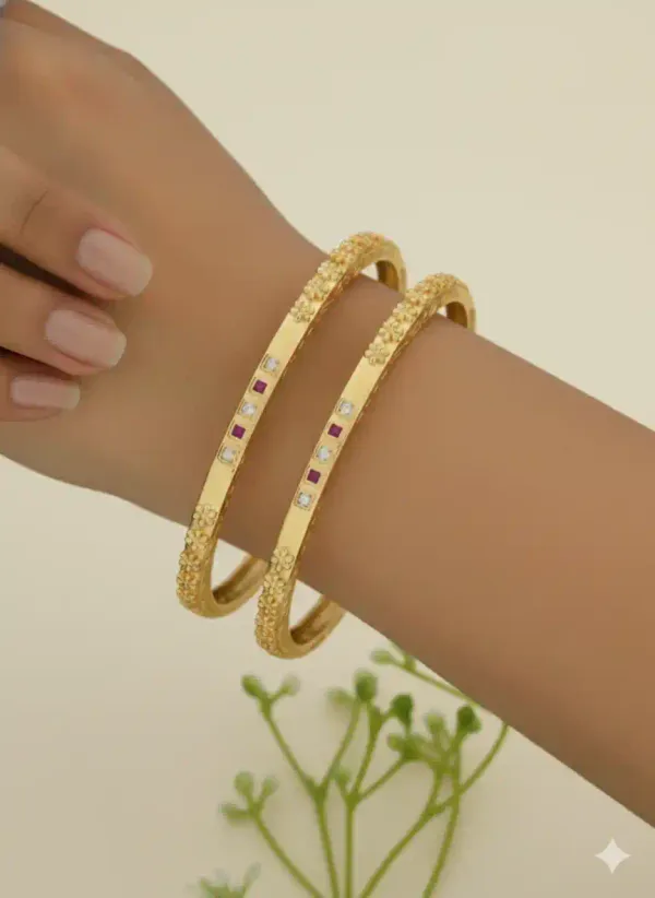 Micro_Gold_Plated_Ad_Diamond_Studed_Fancy_Flower_Design_Square_Shape_Bangle