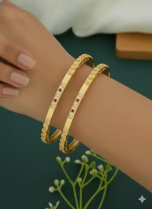 Micro_Gold_Plated_Ad_Diamond_Studed_Fancy_Flower_Design_Square_Shape_Bangle