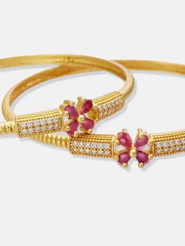 Micro_Gold_Plated_Ad_Ruby_Stone_Fancy_Flower_Design_2Pcs_Bangle