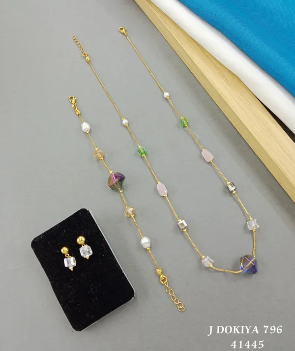 Seven_Star_Micro_Gold_Plated_Pastel_Crystal_&_Pearl_Necklace_With_Matching_Stud_Earrings