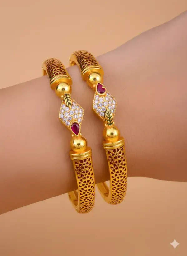 Royal_Gold-Finish_Designer_Bangles_With_Ruby_&_Diamond-Style_Accents