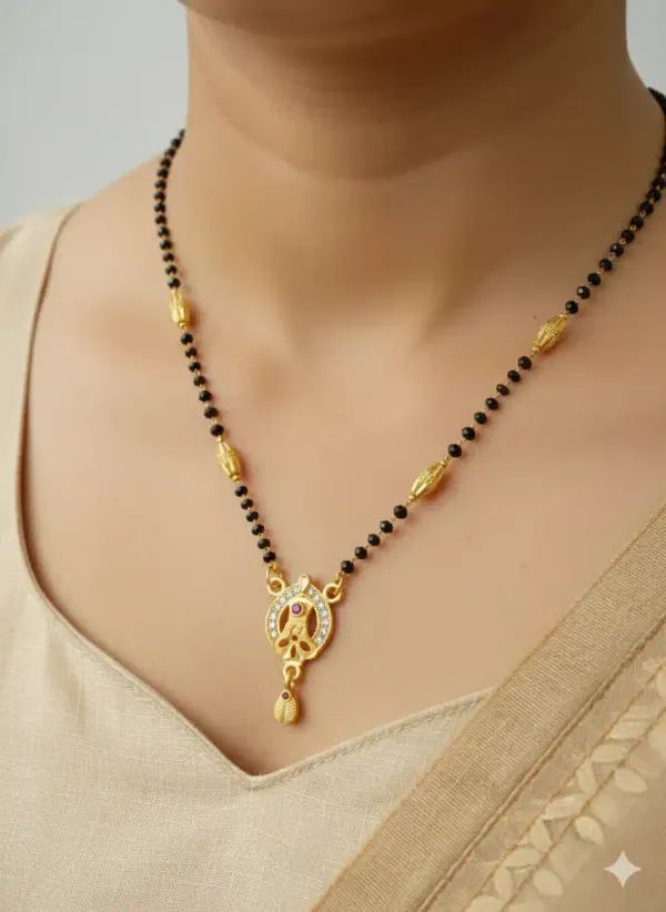Classic_Gold-Finish_Ad_Diamond_Fancy_Leaf_Design_18_Inches_Mangalsutra