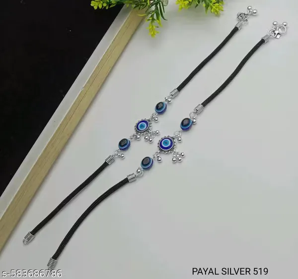 Oxodised_Black_Thred_Blue_Evil_Eye_Silver_Charm_Anklet