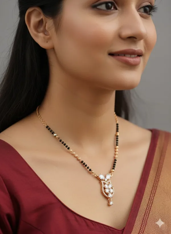 Rose_Gold_Plated_Ad_Diamond_Studed_Flower_Design_24_Inches_Mangalsutra
