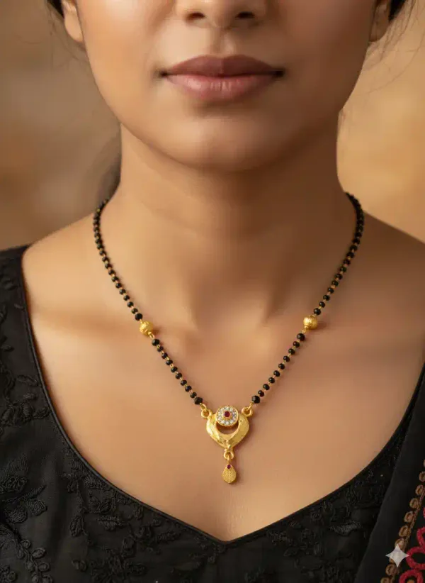 Elegant_Gold-Finish_Floral_Mangalsutra_With_Ruby_Accent_Pendant(18_Inches)