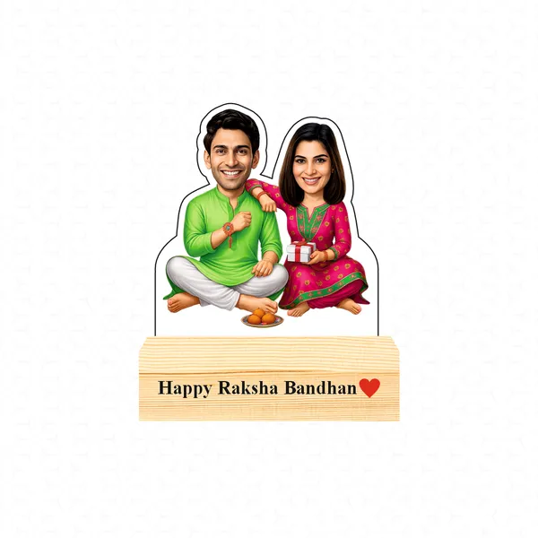 Capturing_Happiness_Customized_Rakhi_Special_Caricature_Gift_For_Brother_And_Sisiter_Personalized_Sibling_Standee_with_Name_&_Logo_Wooden_Base