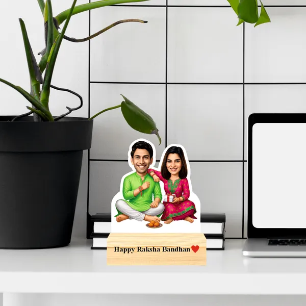 Capturing_Happiness_Customized_Rakhi_Special_Caricature_Gift_For_Brother_And_Sisiter_Personalized_Sibling_Standee_with_Name_&_Logo_Wooden_Base