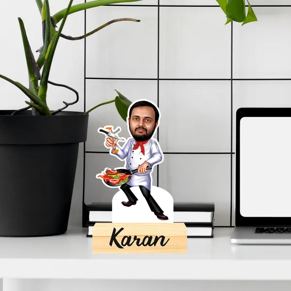 Customized_Professional_Chef_Caricature_Name_&_Logo_Engraved_with_Wooden_Base_Tabletop_Frame