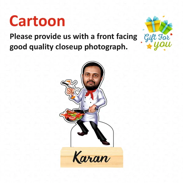 Customized_Professional_Chef_Caricature_Name_&_Logo_Engraved_with_Wooden_Base_Tabletop_Frame