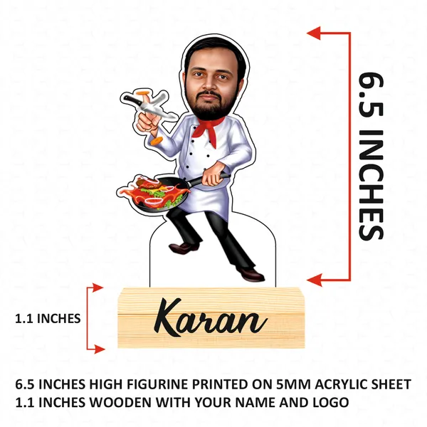 Customized_Professional_Chef_Caricature_Name_&_Logo_Engraved_with_Wooden_Base_Tabletop_Frame