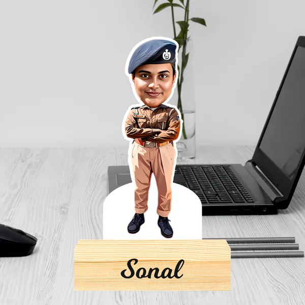 Customized_Police_Caricature_Personalized_Gift_Name_&_Logo_Engraved_With_Wooden_Base_Tabletop_Frame