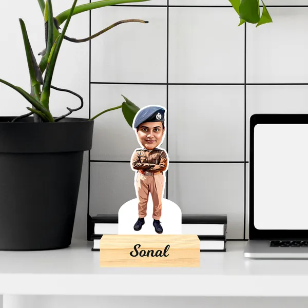 Customized_Police_Caricature_Personalized_Gift_Name_&_Logo_Engraved_With_Wooden_Base_Tabletop_Frame