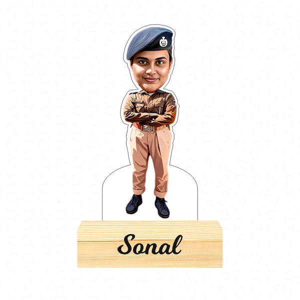 Customized_Police_Caricature_Personalized_Gift_Name_&_Logo_Engraved_With_Wooden_Base_Tabletop_Frame
