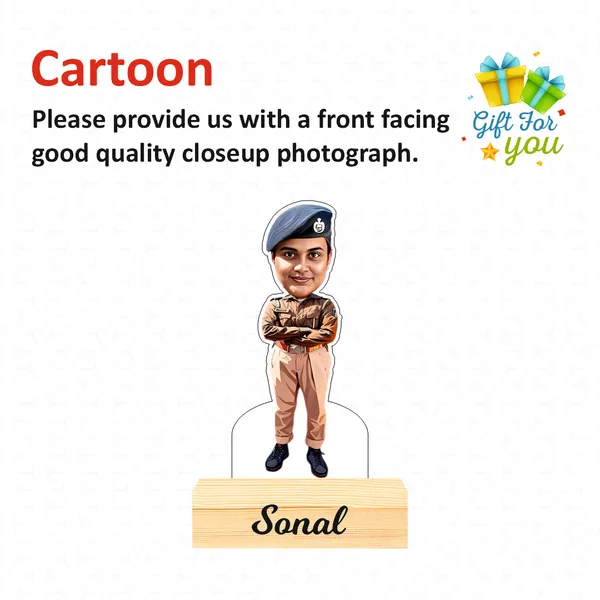Customized_Police_Caricature_Personalized_Gift_Name_&_Logo_Engraved_With_Wooden_Base_Tabletop_Frame