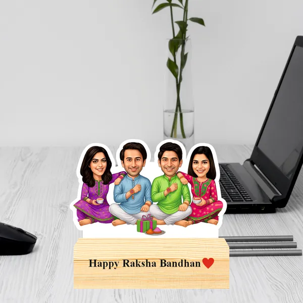 Capturing_Happiness_Customized_Rakhi_Special_Caricature_Gift_For_Brother_And_Sisiter_Personalized_Sibling_Standee_with_Name_&_Logo_Wooden_Base