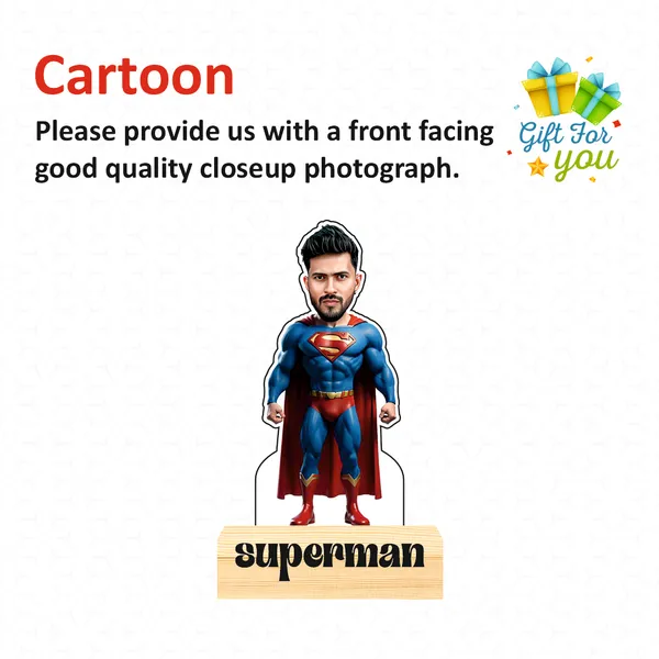 Customized_Superhero_Caricature_Superman_Personalized_Gift_Name_&_Logo_Engraved_with_Wooden_Base_Tabletop_Frame