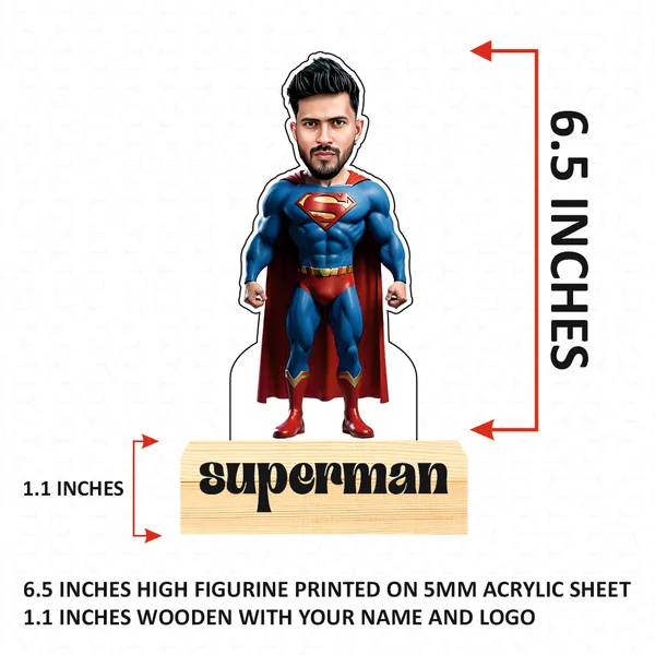 Customized_Superhero_Caricature_Superman_Personalized_Gift_Name_&_Logo_Engraved_with_Wooden_Base_Tabletop_Frame