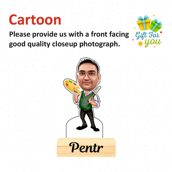 Caricature_with_Wooden_Base